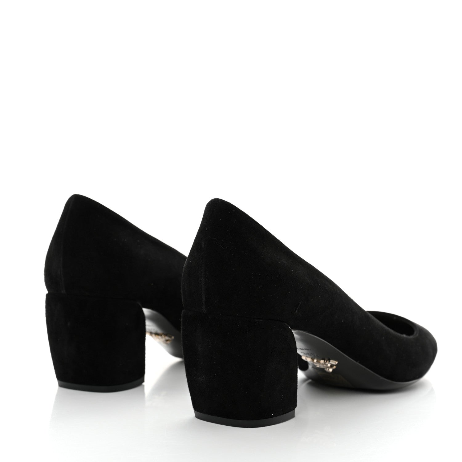 Prada Suede Block Heel Pump 38.5 Black 4 of 7