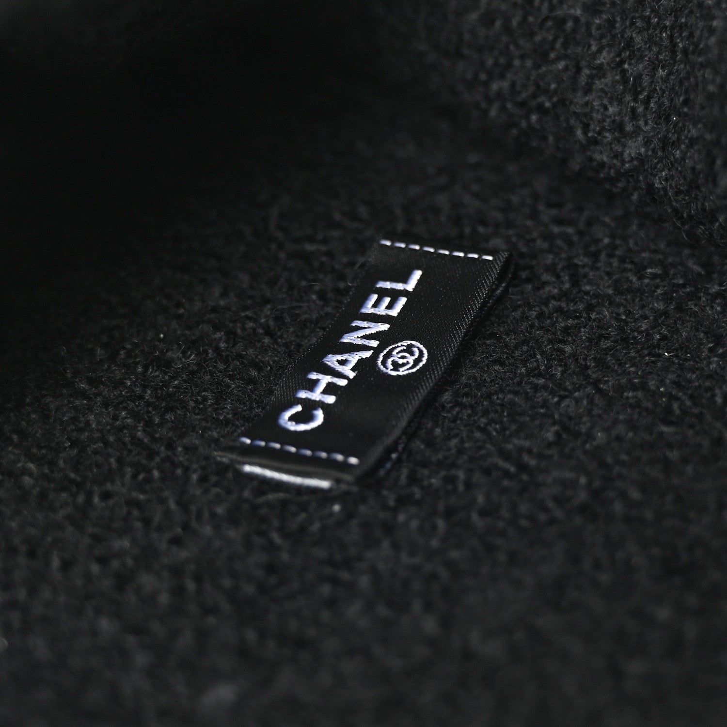 Chanel Cashmere Silk CC Beanie Hat Black White 5 of 6