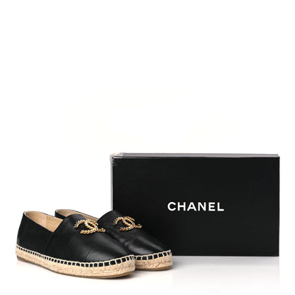 Chanel Calfskin Chain CC Espadrilles 40 Black 9 of 9