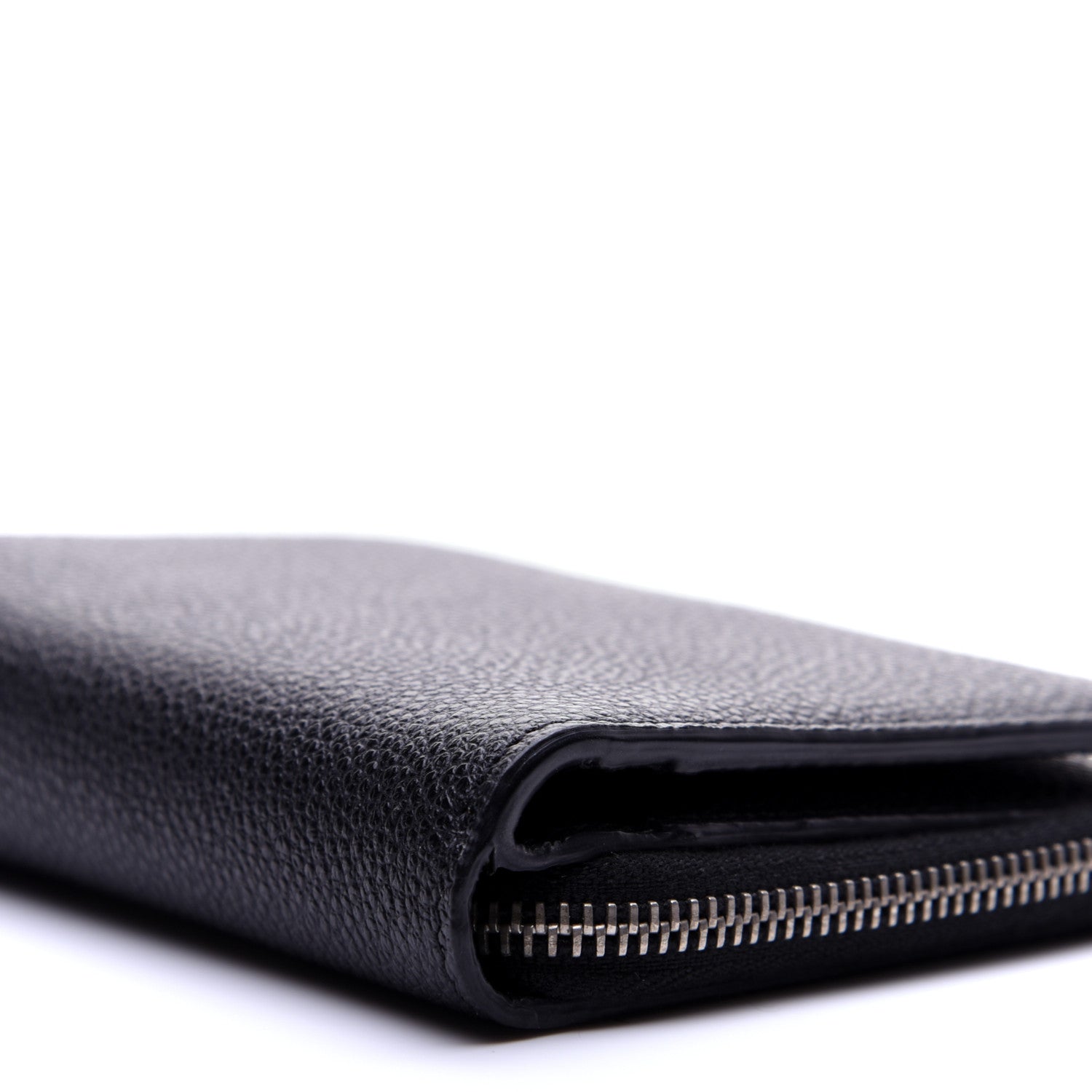 Saint Laurent Grained Calfskin Rive Gauche Compact Zip Around Wallet Black 7 of 11