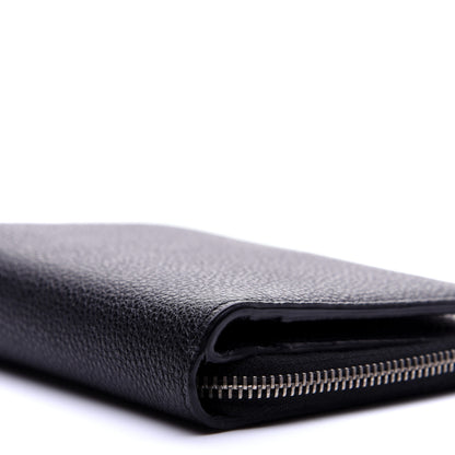 Saint Laurent Grained Calfskin Rive Gauche Compact Zip Around Wallet Black 7 of 11