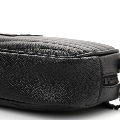 Saint Laurent Grain De Poudre Matelasse Monogram Mini Lou Camera Bag Black 9 of 10