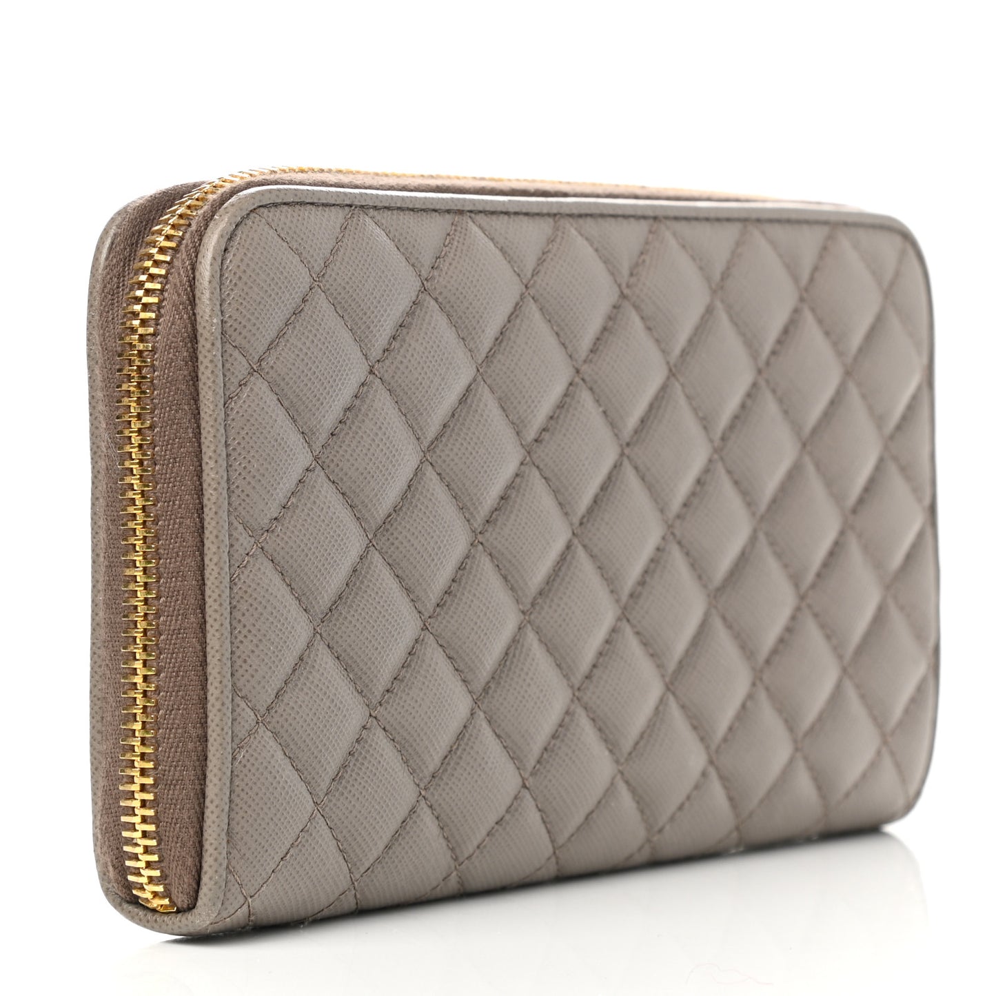 Saffiano Quilted Zip Around Wallet Argilla