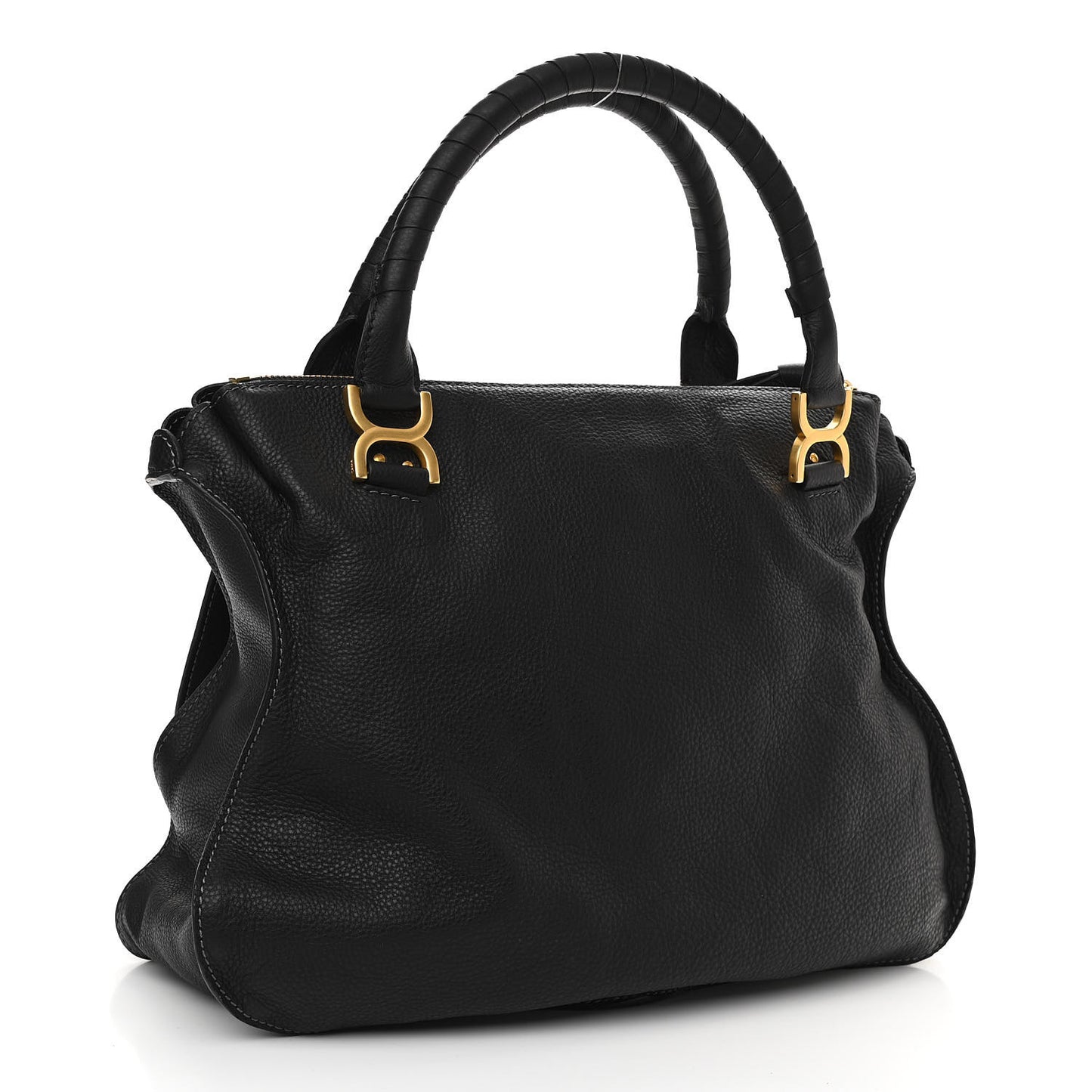 Calfskin Large Marcie Satchel Black