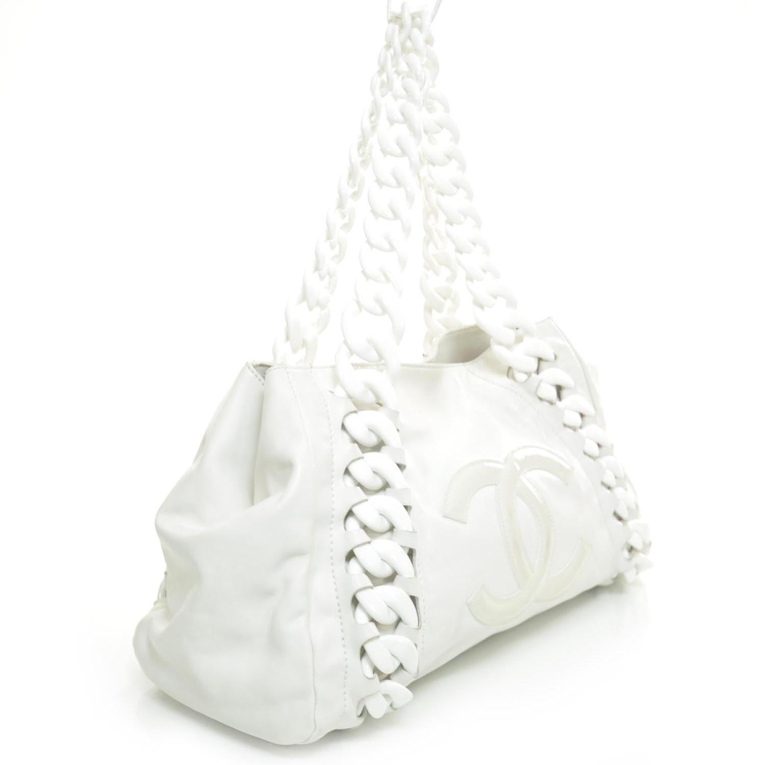 Chanel Leather Modern Chain Tote White 3 of 10