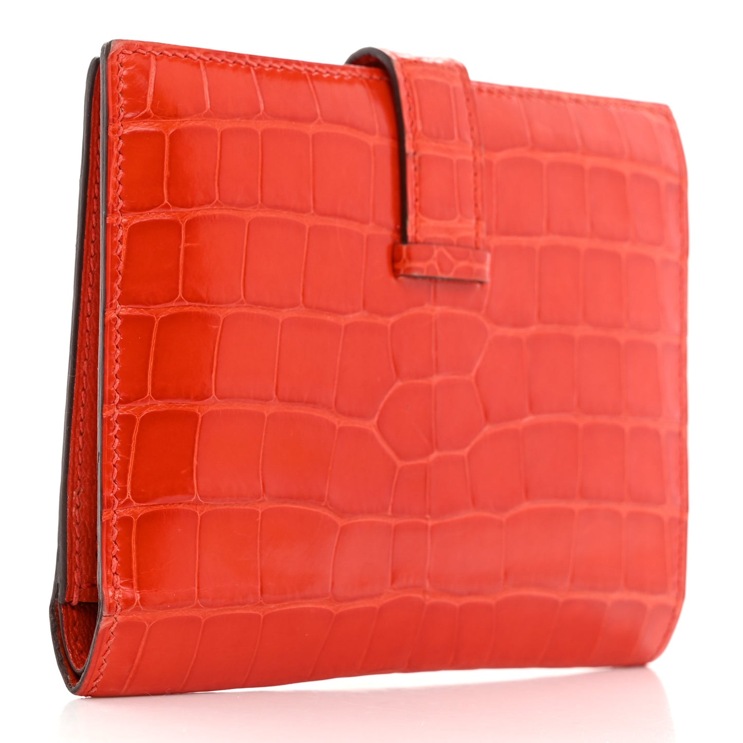 Shiny Alligator Bearn Compact Wallet Orange Poppy