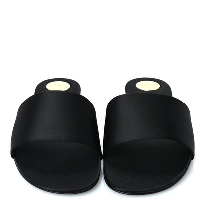 Saint Laurent Satin Carlyle Slide Sandals 38  Black 3 of 7
