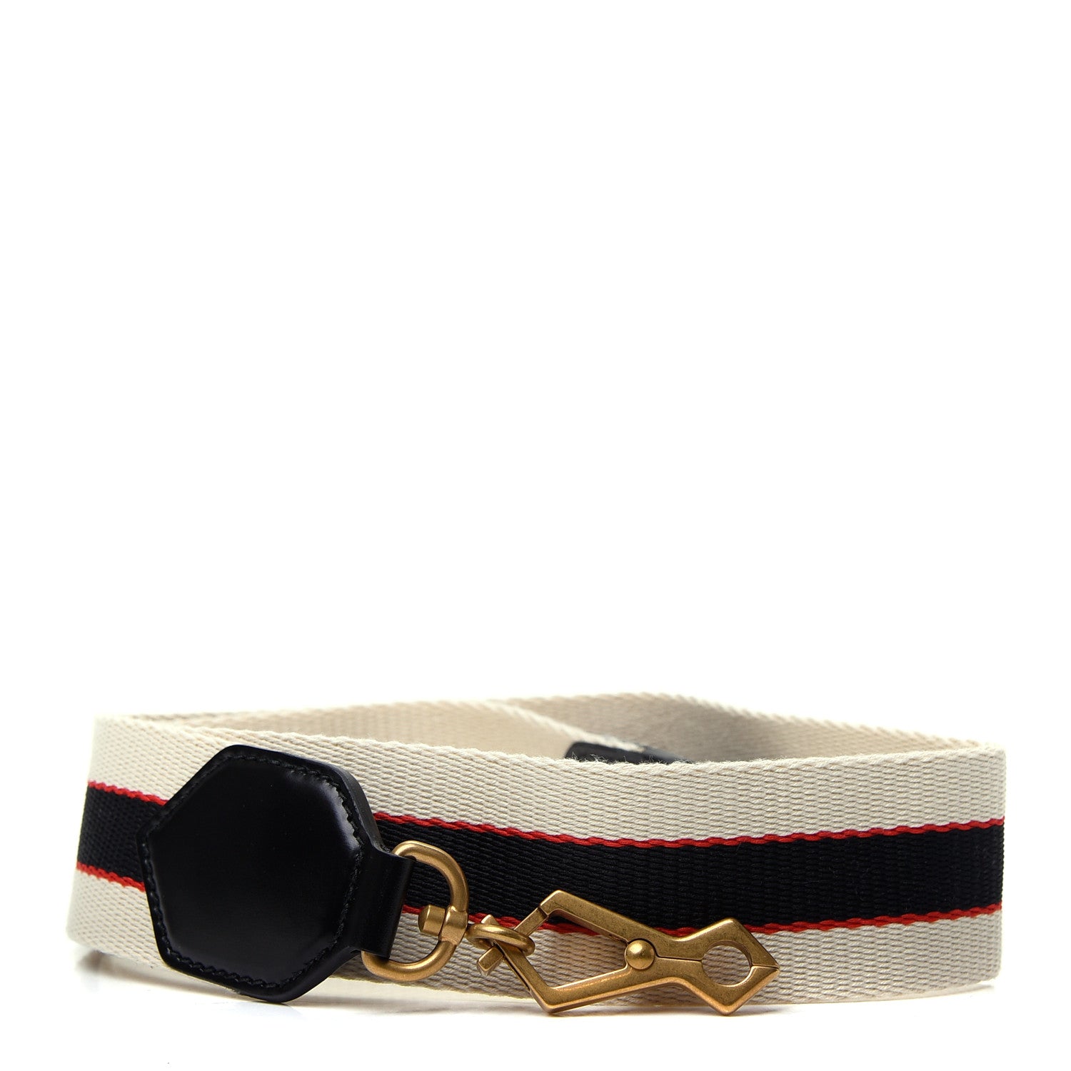 Gucci Canvas Shoulder Strap Beige Black Red 1 of 2