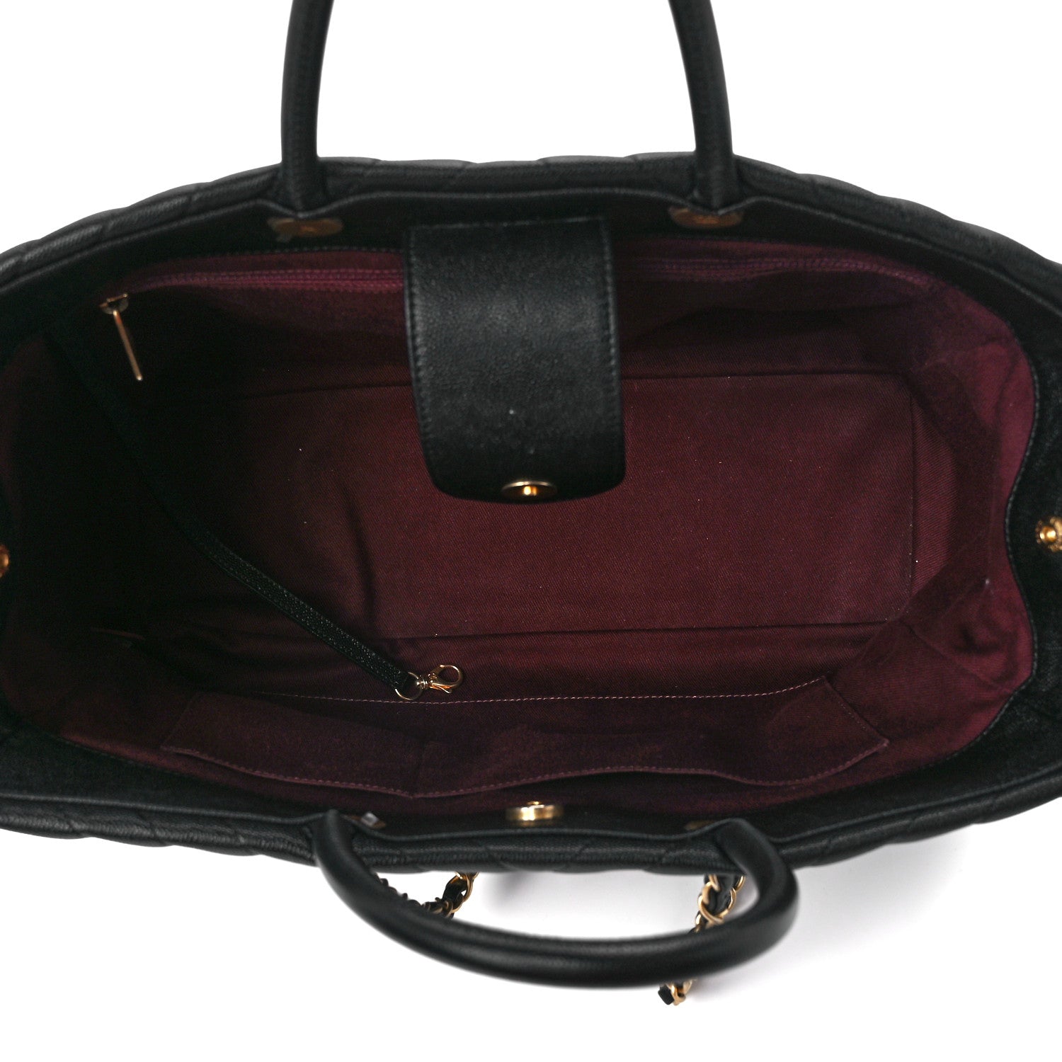 Chanel Caviar Chevron Large Coco Handle Shopping Tote Black 6 of 13