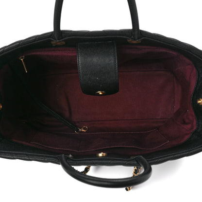 Chanel Caviar Chevron Large Coco Handle Shopping Tote Black 6 of 13