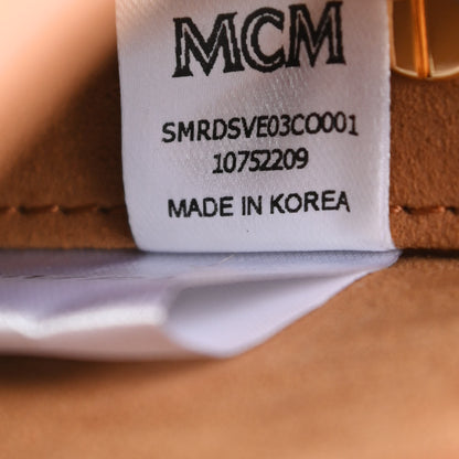 MCM Metallic Calfskin Visetos Stark Pushlock Clutch Cognac 6 of 9