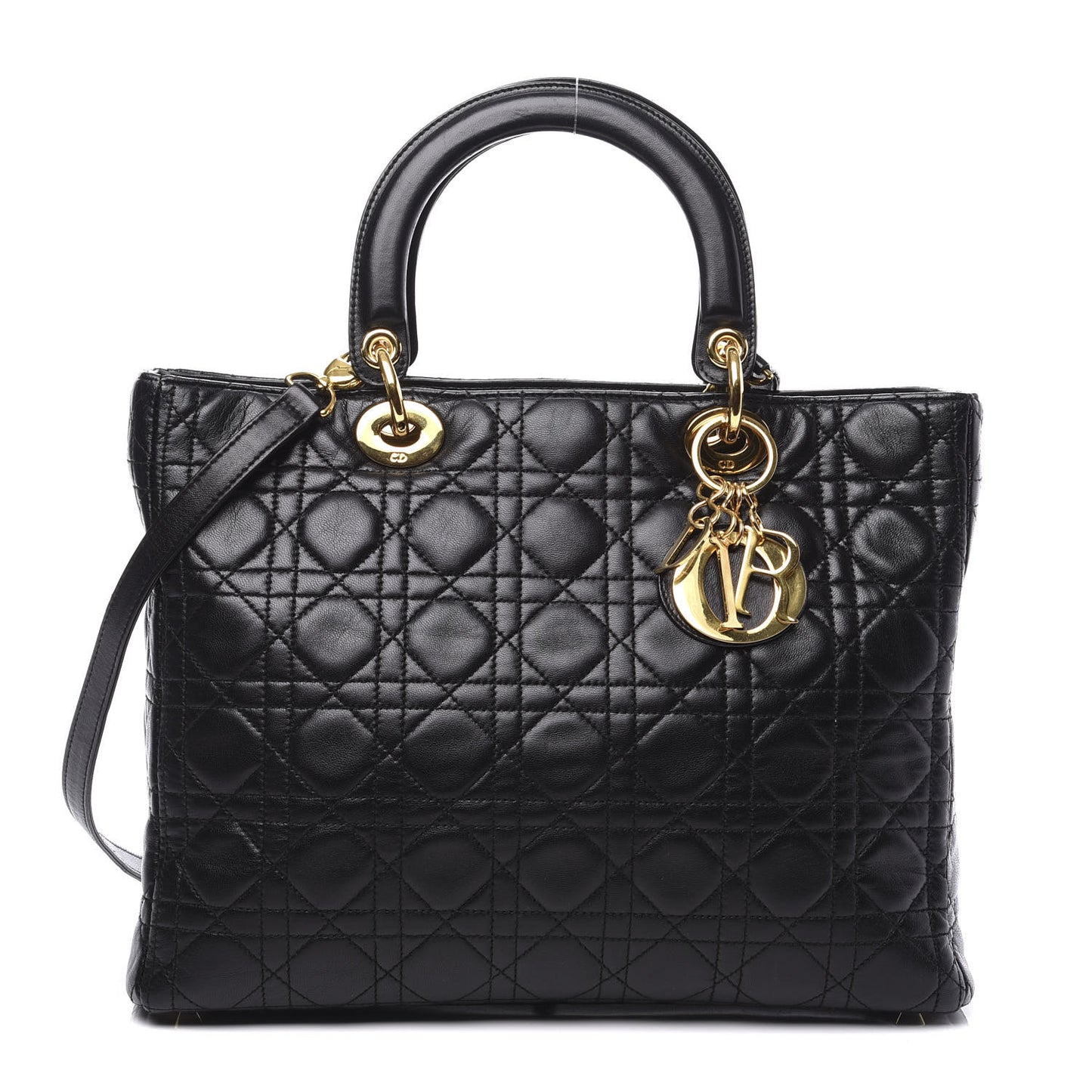 Lambskin Cannage Large Lady Dior Black