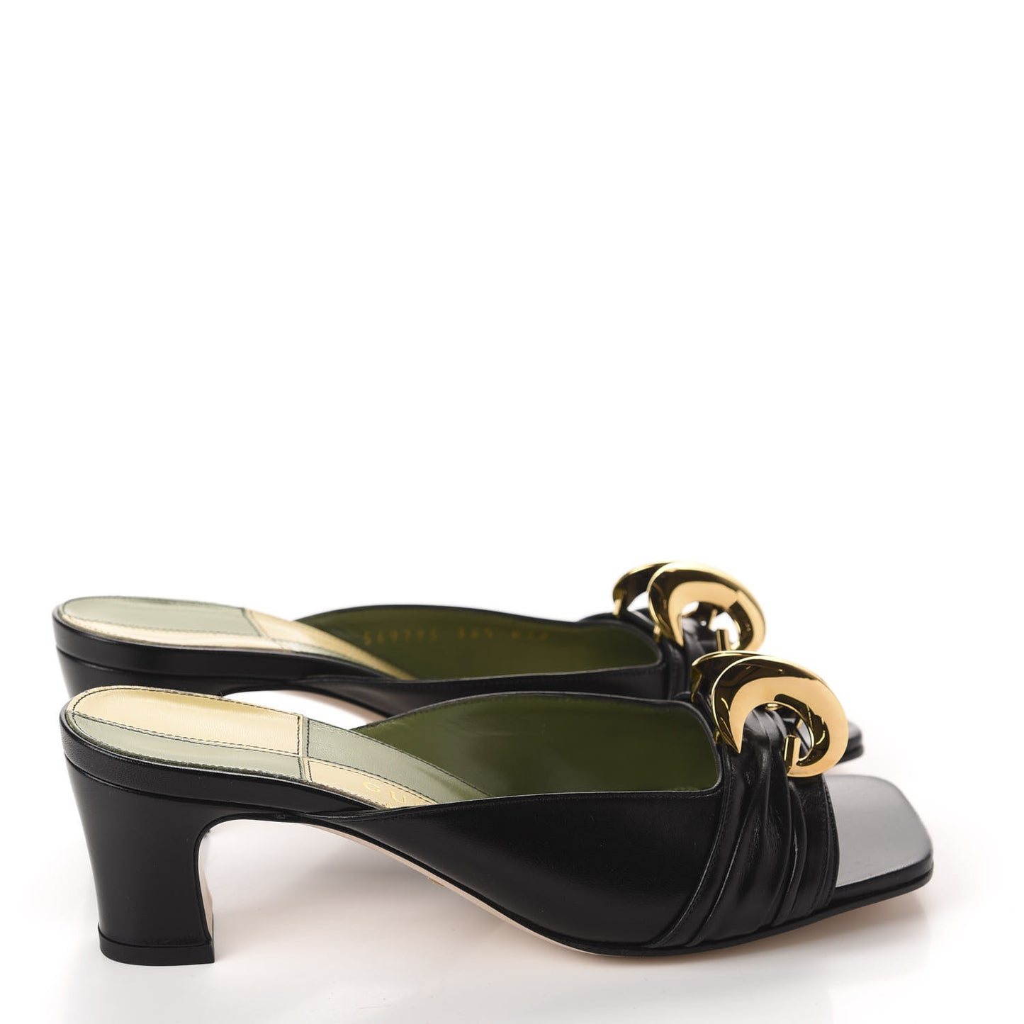 Malaga Kid Half Moon GG Square Toe Slide Sandals 36.5 Black
