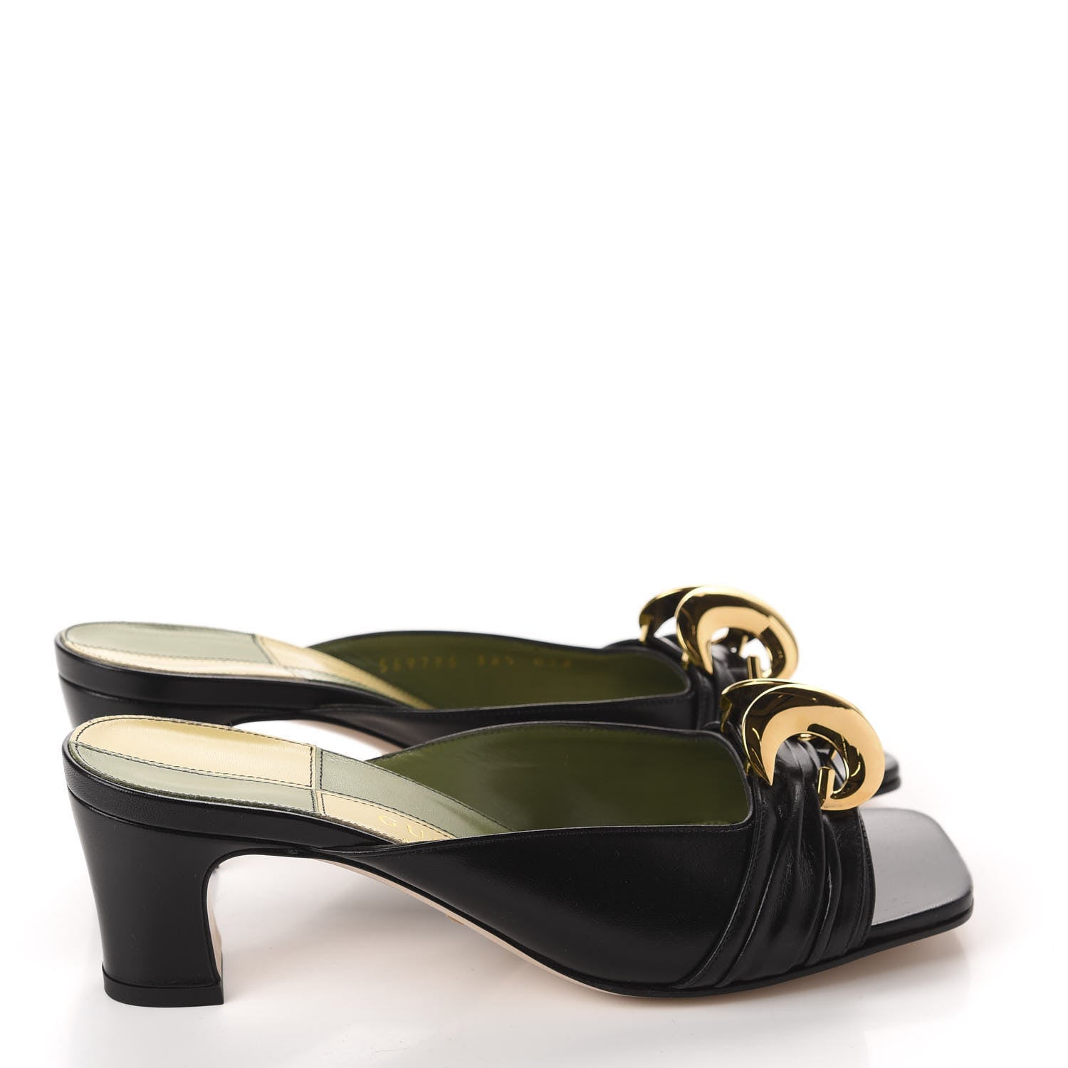 Gucci Malaga Kid Half Moon GG Square Toe Slide Sandals 36.5 Black 4 of 9