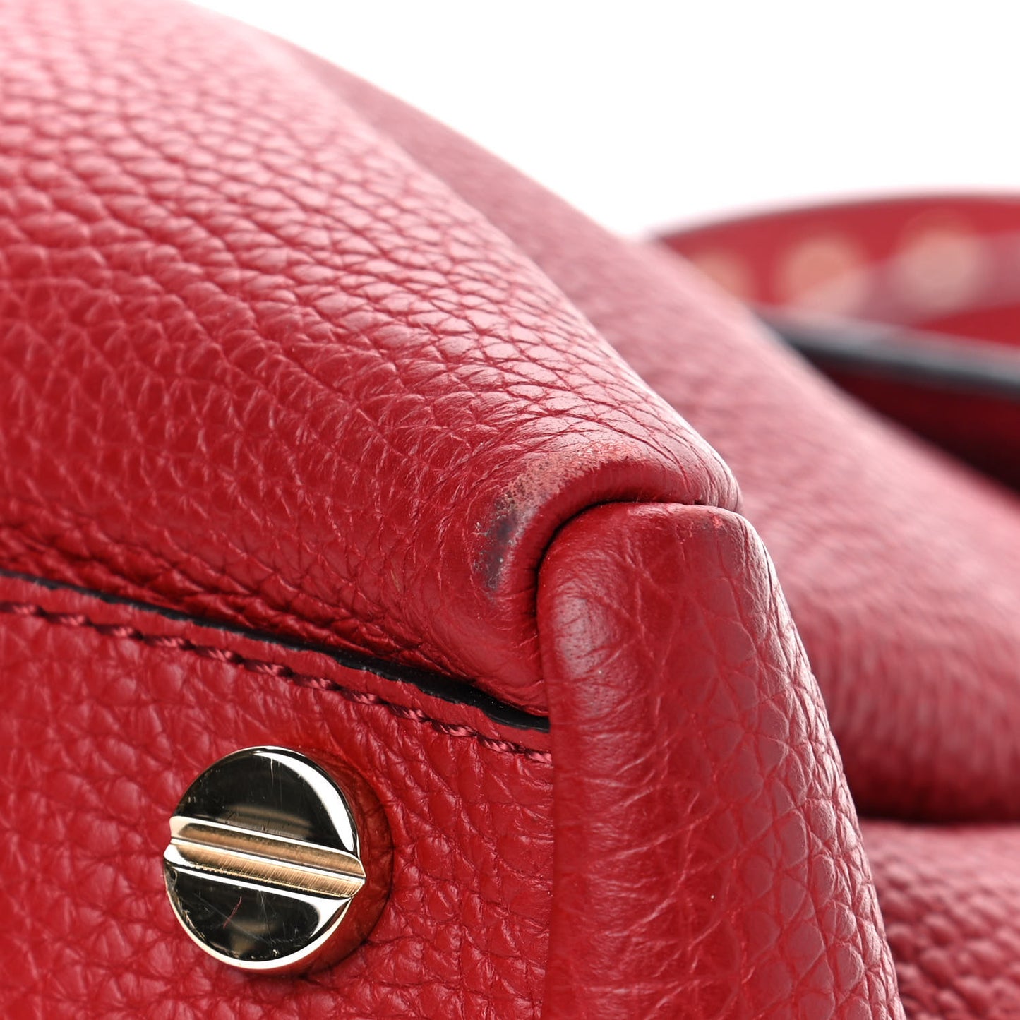 Pebbled Calfskin Rockstud Twiny Top Handle Bag Red