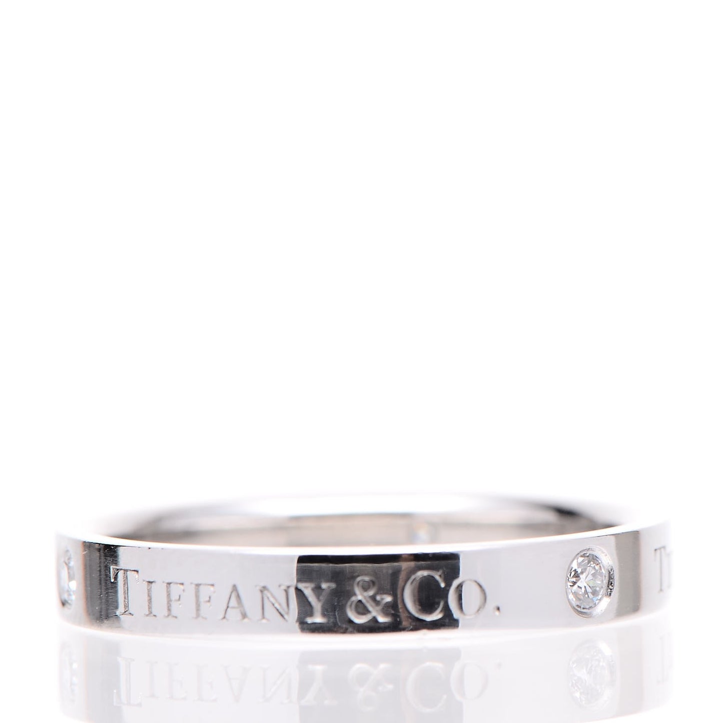 Platinum Diamond Logo Band Ring 54.5 7