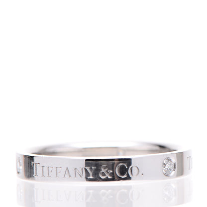 Tiffany Platinum Diamond Logo Band Ring 54.5 7 4 of 4
