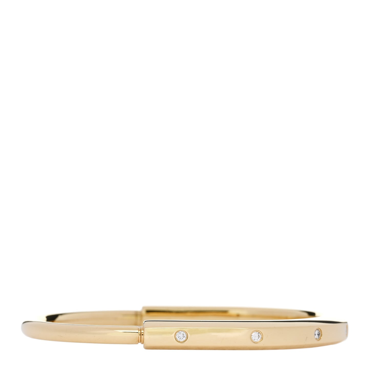 18K Yellow Gold Diamond Tiffany Lock Bangle Bracelet