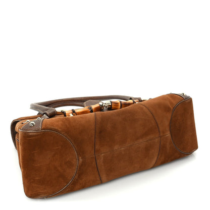 Gucci Suede Bamboo Horsebit Large Flap Bag Brown 3 of 8