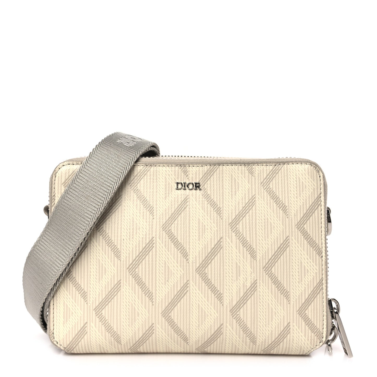 Coated Canvas CD Diamond Messenger Pouch Natural