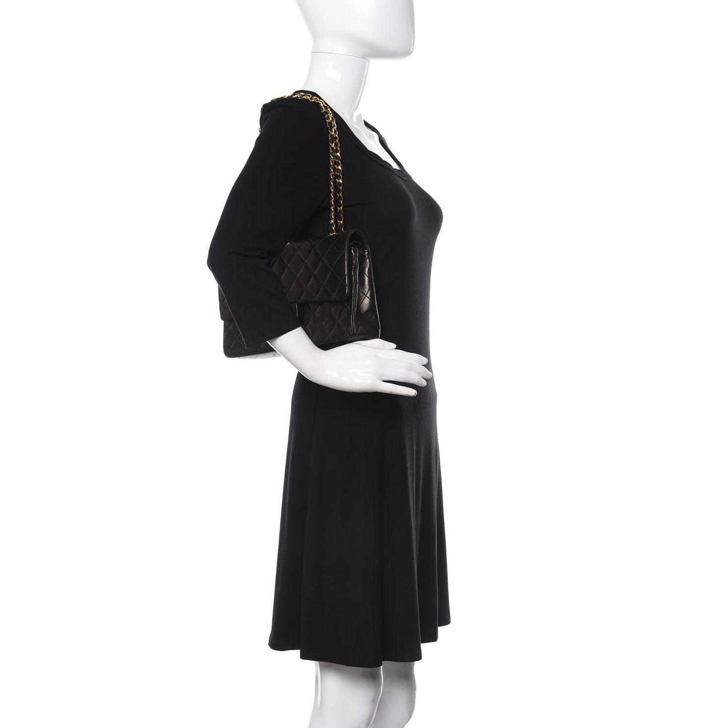 Lambskin Quilted Medium Double Flap Black