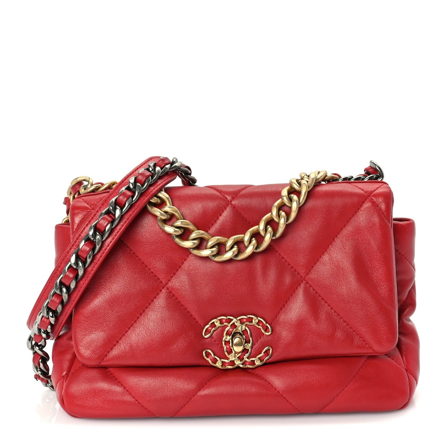 Lambskin Quilted Medium  19 Flap  Red
