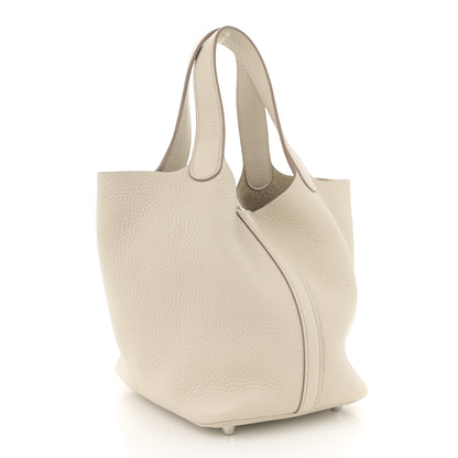 Hermes Taurillon Clemence Picotin Lock 18 PM Beton 3 of 12