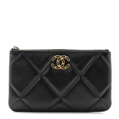 Chanel Lambskin Quilted Small Chanel 19 Pouch Black 1 of 9
