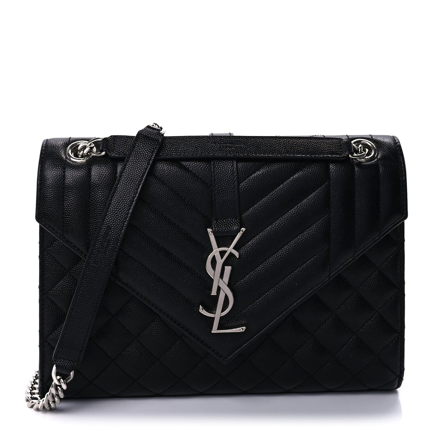 Grain De Poudre Textured Mixed Matelasse Triquilt Medium Monogram Satchel Black
