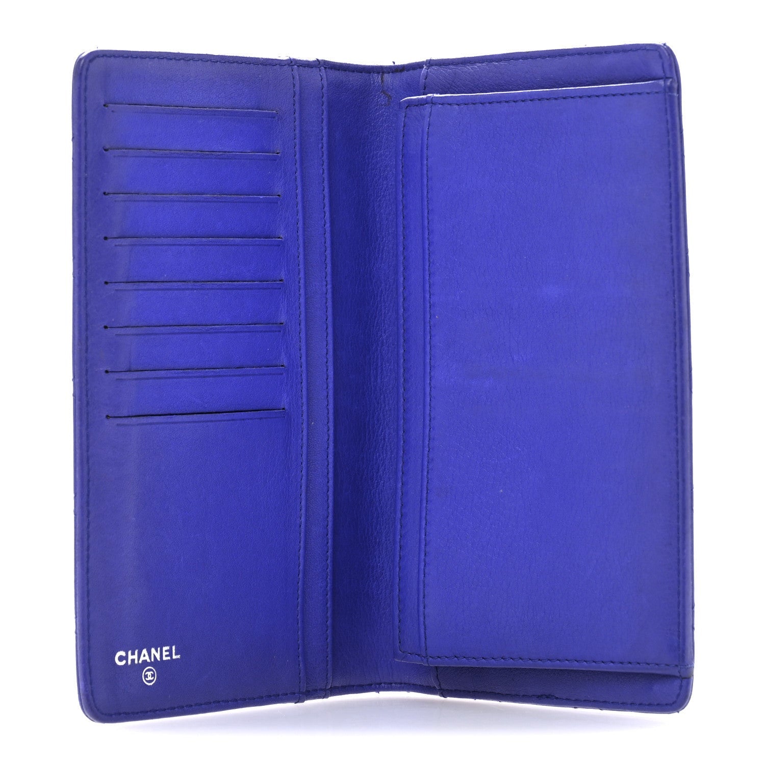 Chanel Calfskin Stitched Fancy CC Yen Wallet Blue 5 of 7