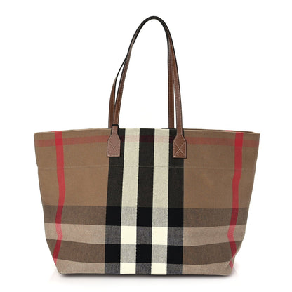 Burberry Giant Check Canvas Medium London Tote Taupe Brown 1 of 8