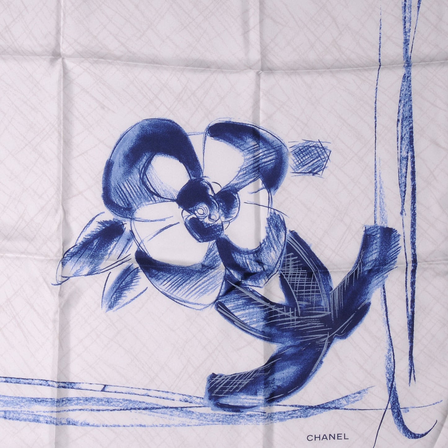 Silk CC Camellia Square Scarf Blue