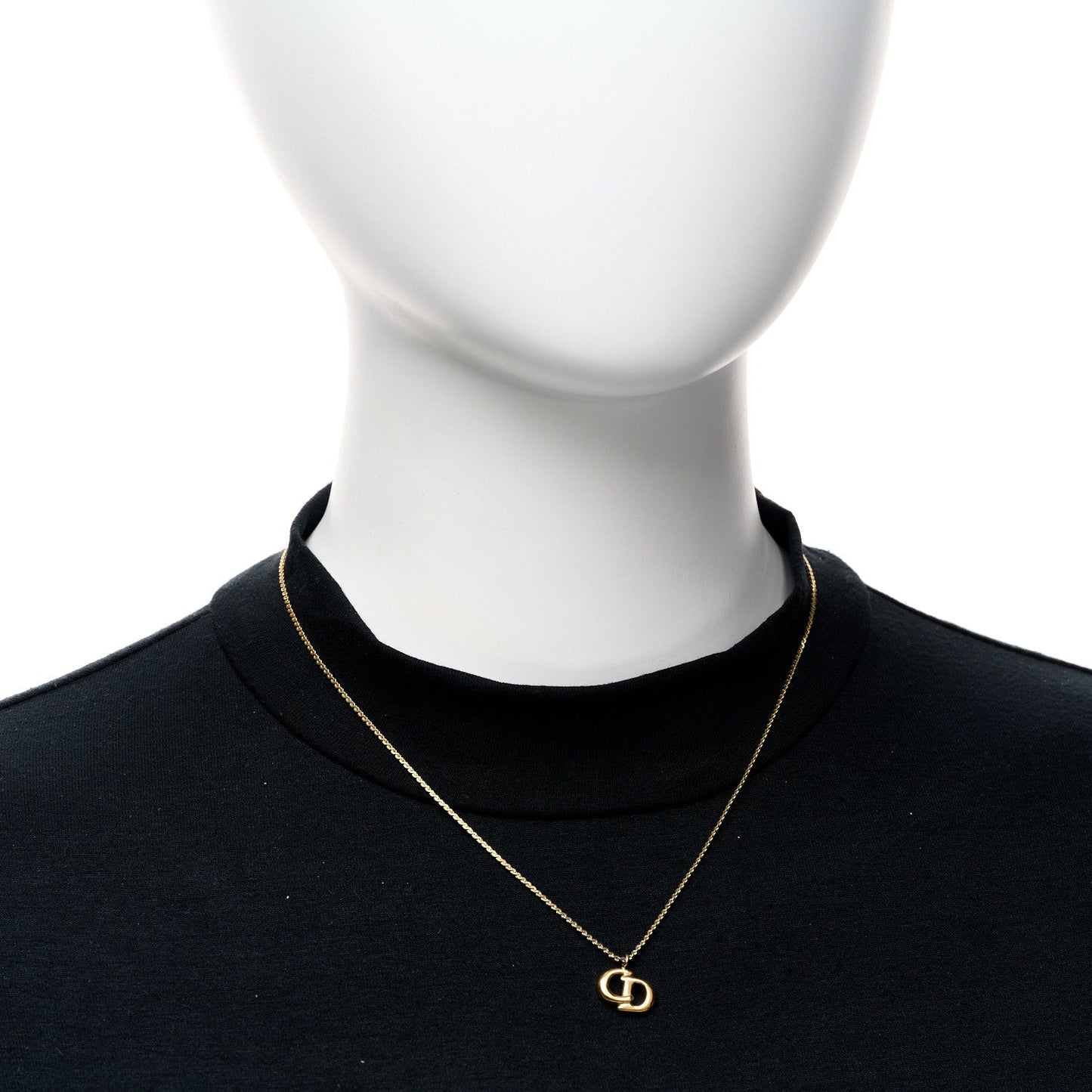 Metal Crystal CD Logo Pendant Necklace Gold