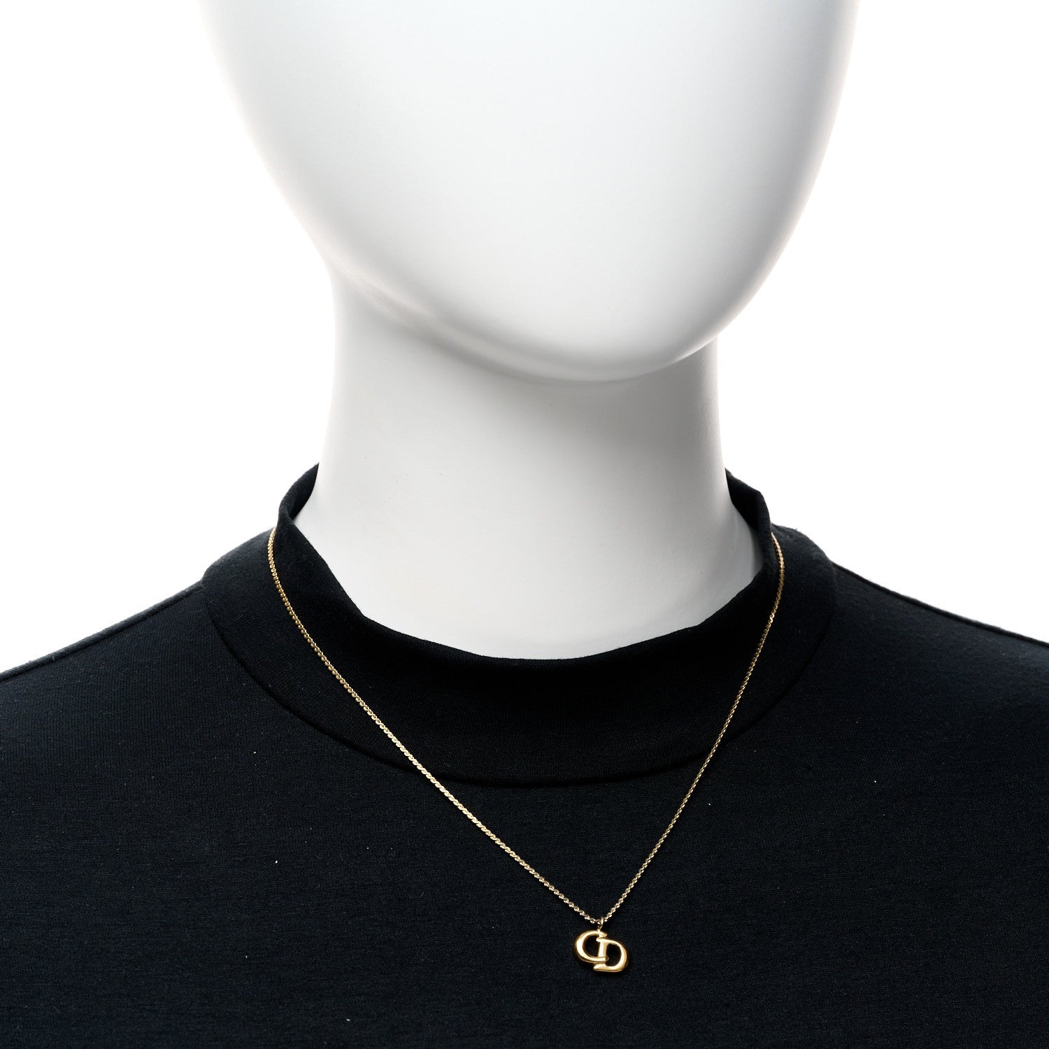 Christian Dior Metal Crystal CD Logo Pendant Necklace Gold 2 of 5