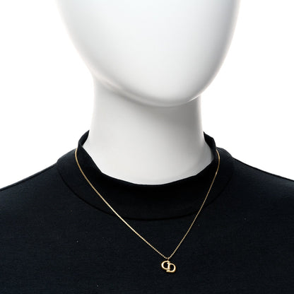 Christian Dior Metal Crystal CD Logo Pendant Necklace Gold 2 of 5