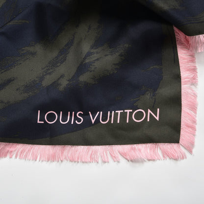 Louis Vuitton Silk Arty Flower Scarf Green Pink 3 of 5