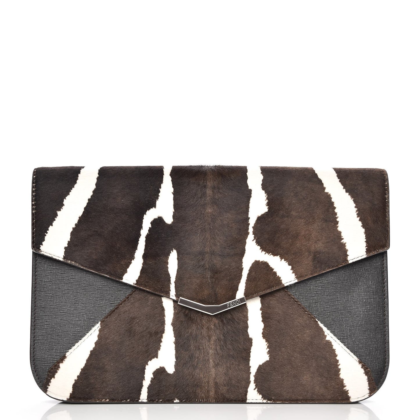 Calf Hair Vitello Elite Zebra Print 2Jours Envelope Clutch Ebony White