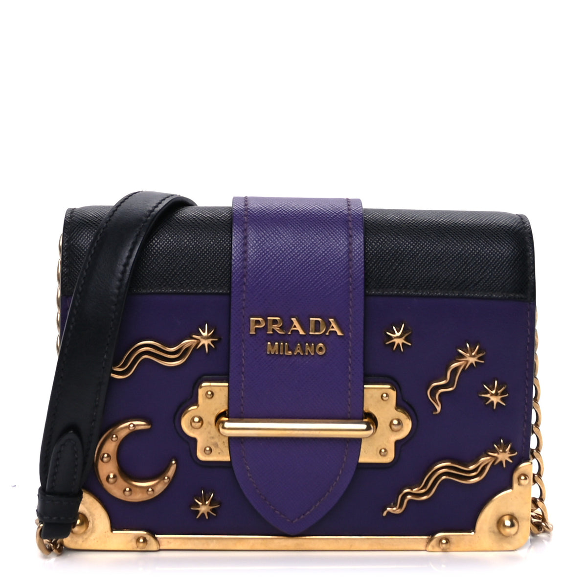 Prada City Calf Saffiano Astrology Cahier Bag Viola Black 1 of 8