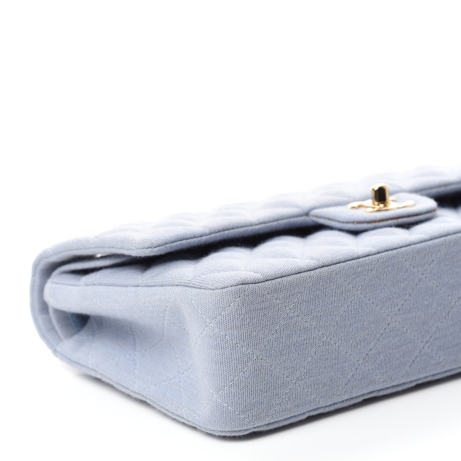 Chanel Jersey Quilted Medium Double Flap Light Blue 7 of 12