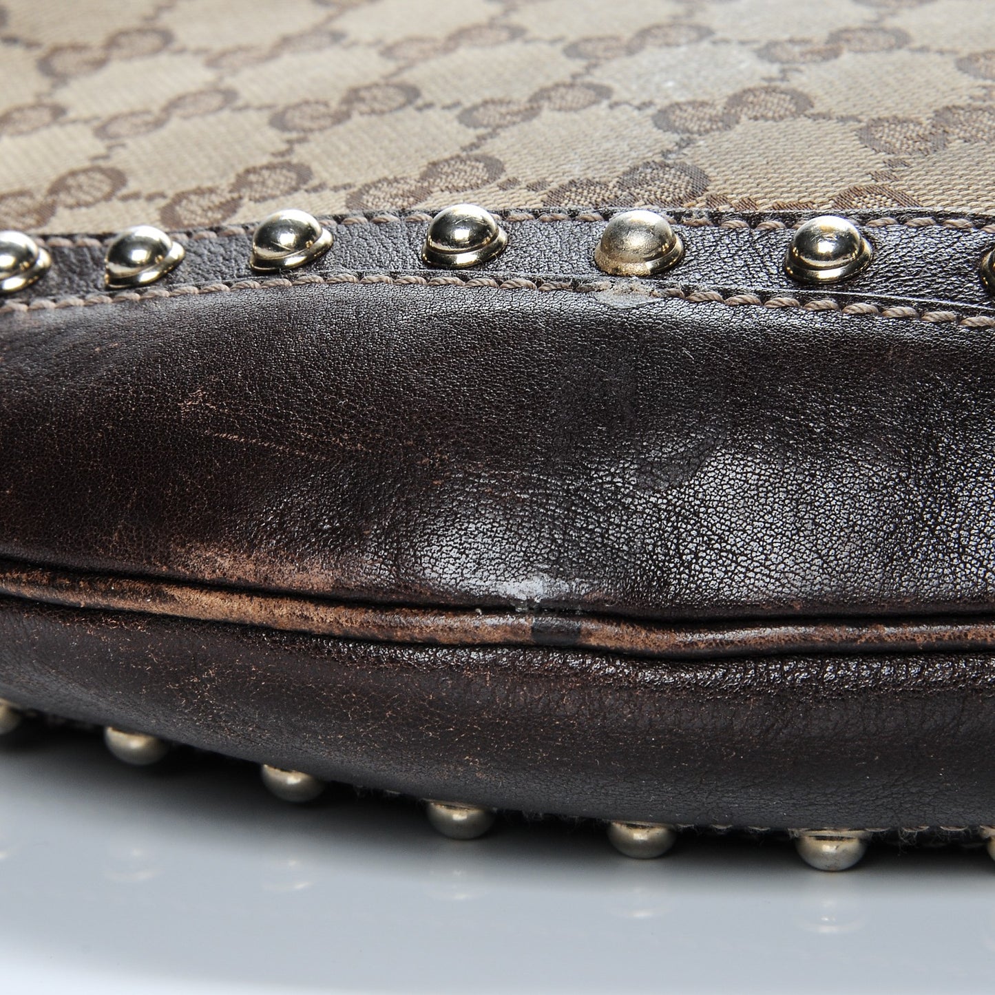 Monogram Web Studded Pelham Shoulder Bag Dark Brown