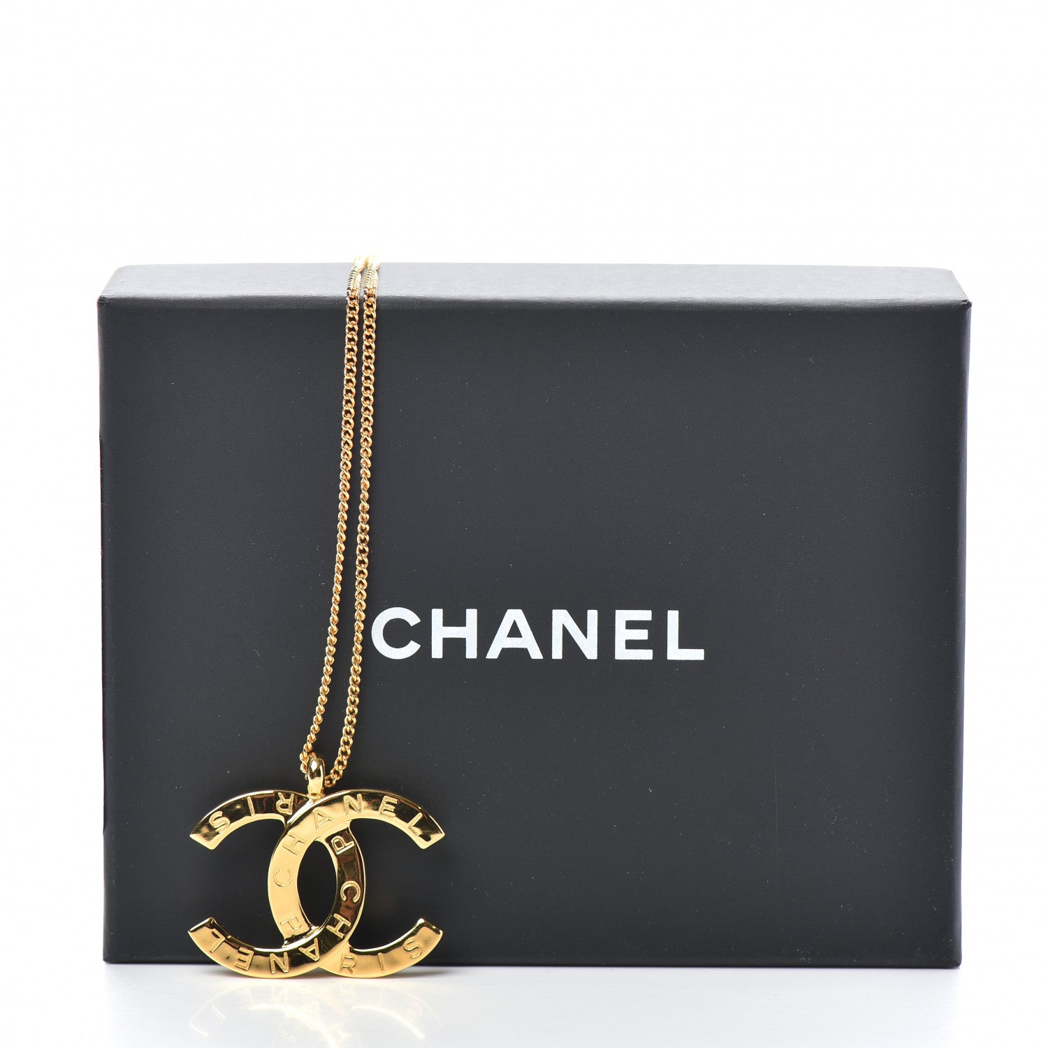 Chanel Metal CC Paris Button Necklace Gold 6 of 6