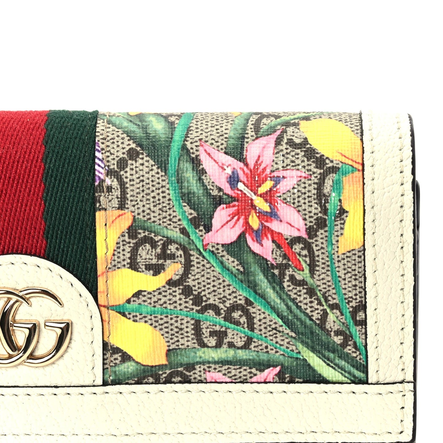 GG Supreme Monogram Flora Web Ophidia Continental Wallet White