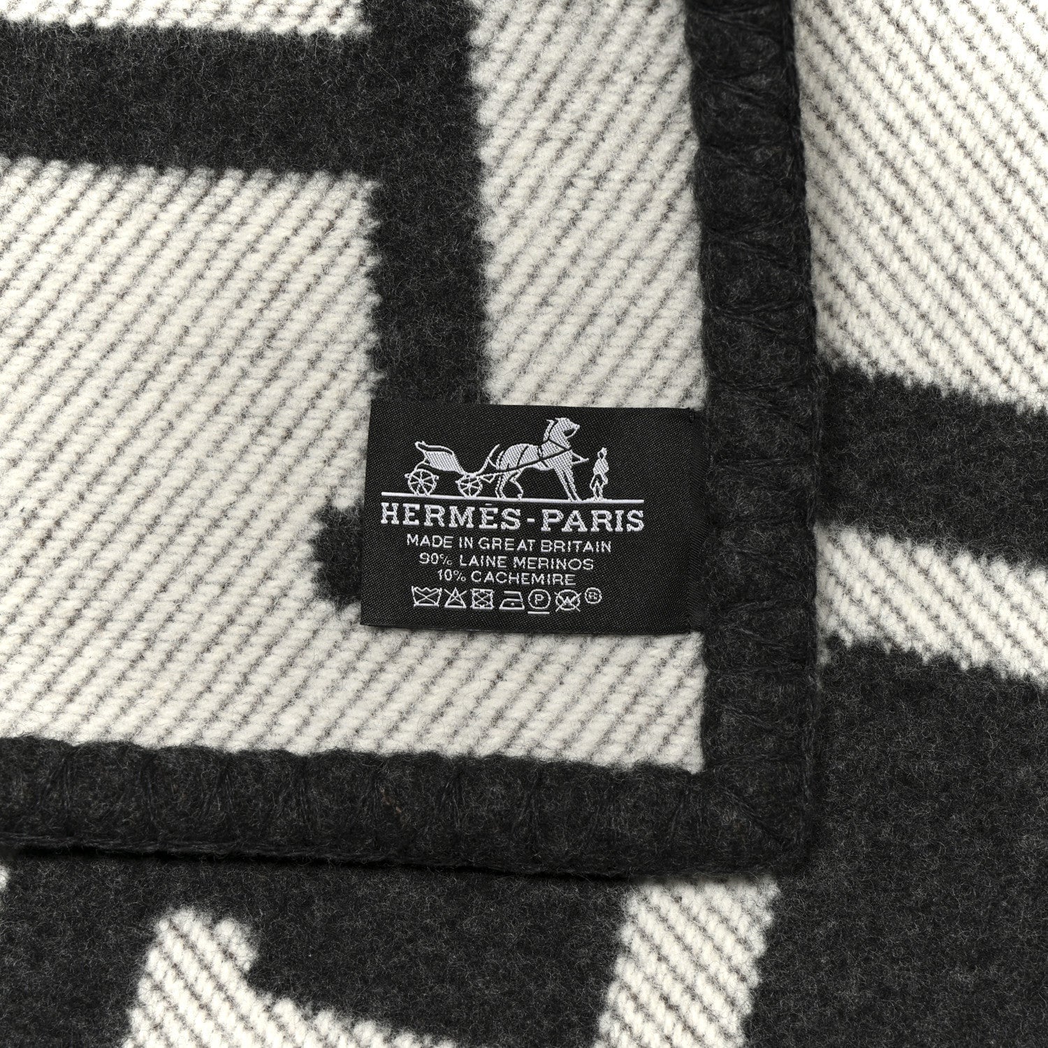 Hermes Wool Cashmere Avalon Blanket Ecru Gris Fonce 3 of 3