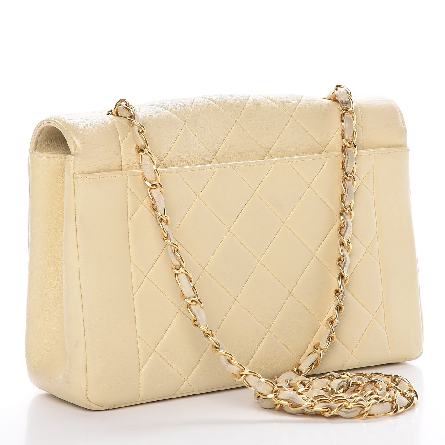 Lambskin Quilted Small Single Flap Beige