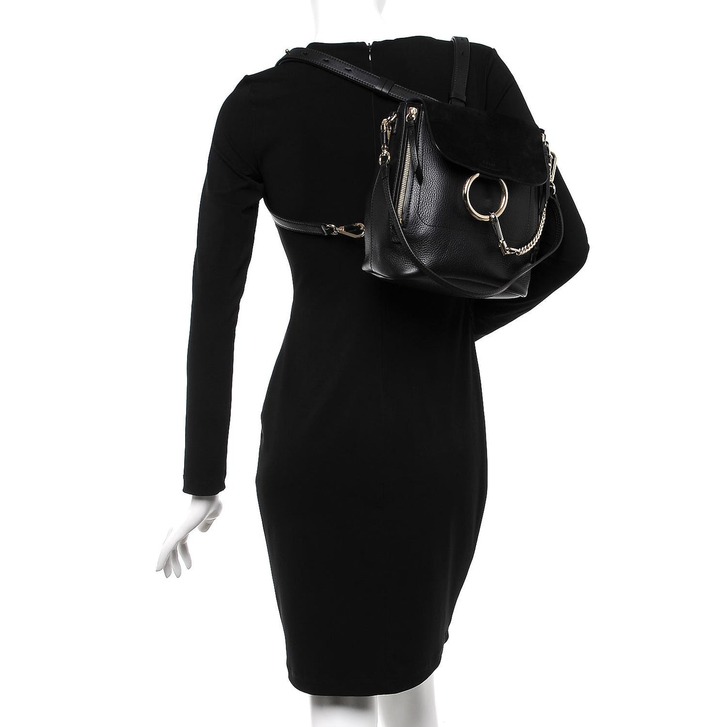 Suede Calfskin Small Faye Backpack Black