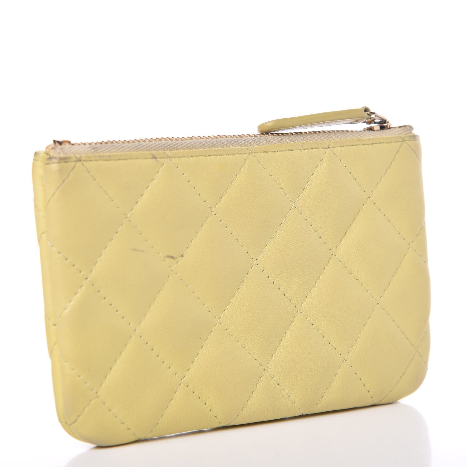 Chanel Lambskin Quilted Small Cosmetic Case Yellow 3 of 16