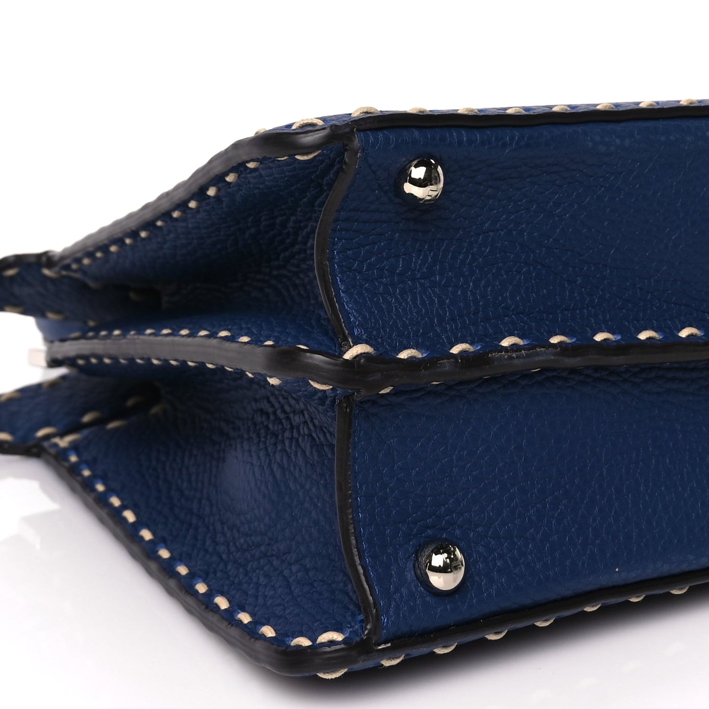 Vitello Granato Camoscio Selleria Macro Stitchings Medium Peekaboo I SEE U Satchel Blue Cyan