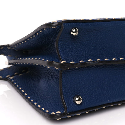 Fendi Vitello Granato Camoscio Selleria Macro Stitchings Medium Peekaboo I SEE U Satchel Blue Cyan 8 of 9