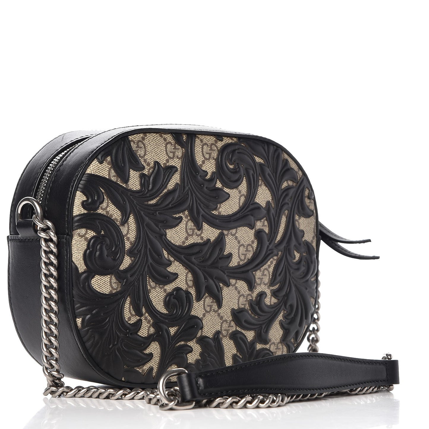 GG Supreme Monogram Arabesque Mini Chain Shoulder Bag Beige Black