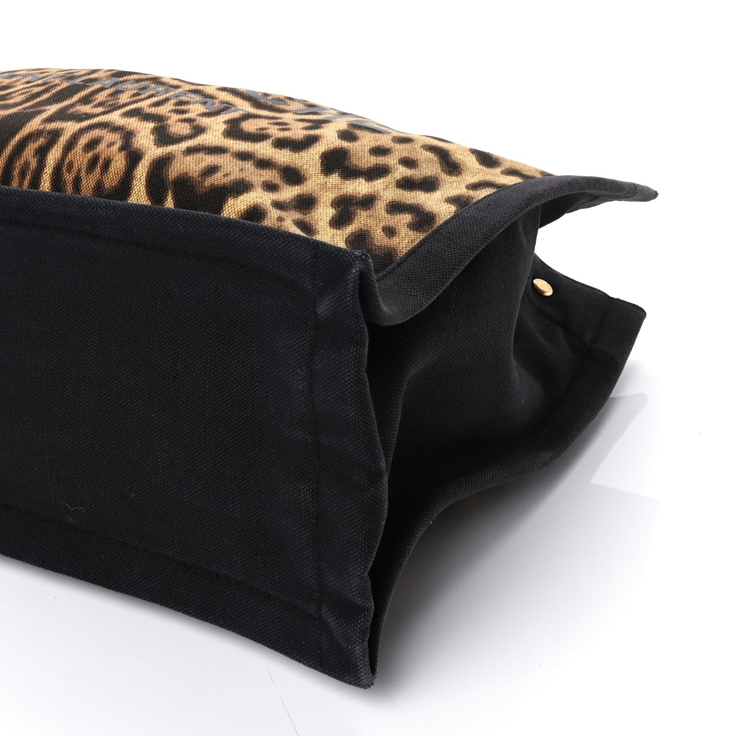 Canvas Calfskin Leopard Print Rive Gauche Noe Tote Natural Black